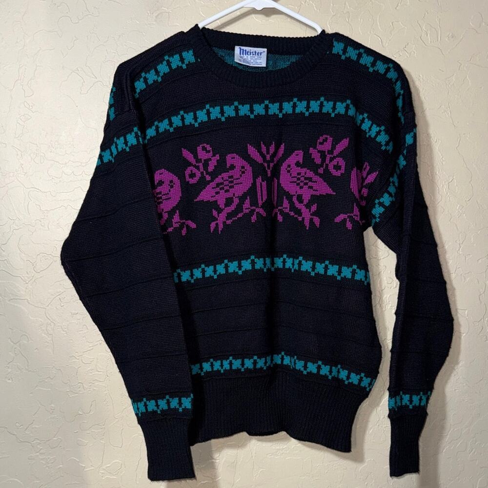 Meister Nordic sweater wool-blend women's small pullover bird print size small
